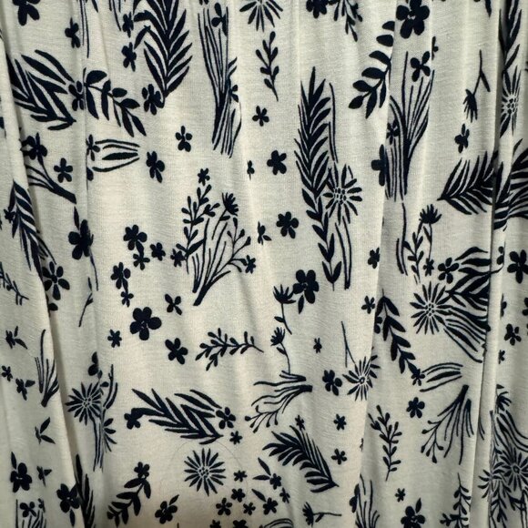 LOFT - White / navy Floral round elastic neck Sleeveless Top - Size L - Picture 4 of 4